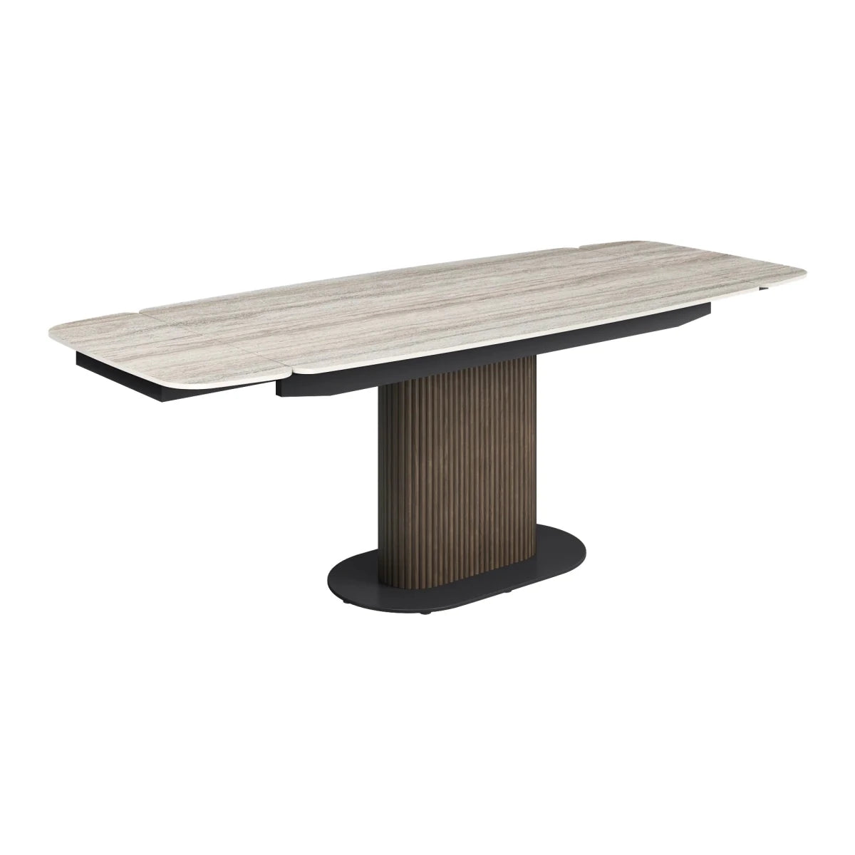 Umbria Ivory Grey Travertine Ceramic Extending Dining Table
