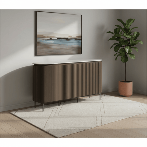 Umbria Ivory Grey Travertine Ceramic Sideboard