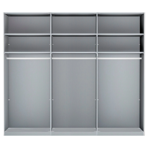 Monaco 3000 White Glass Large Sliding Door Wardrobe with Mirror - Pendle Village Furniture