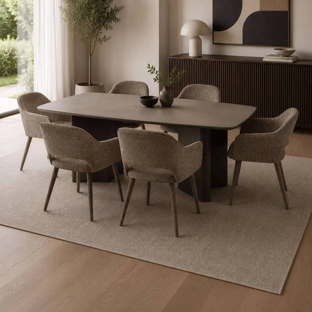 Morocco 200cm Matt Chocolate Rectangular Dining Table With Chairs