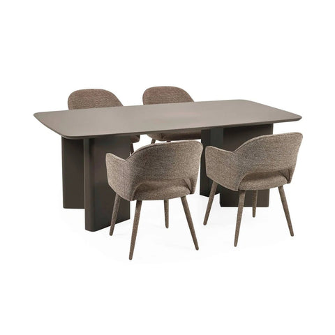 Morocco 200cm Matt Chocolate Rectangular Dining Table with Chairs