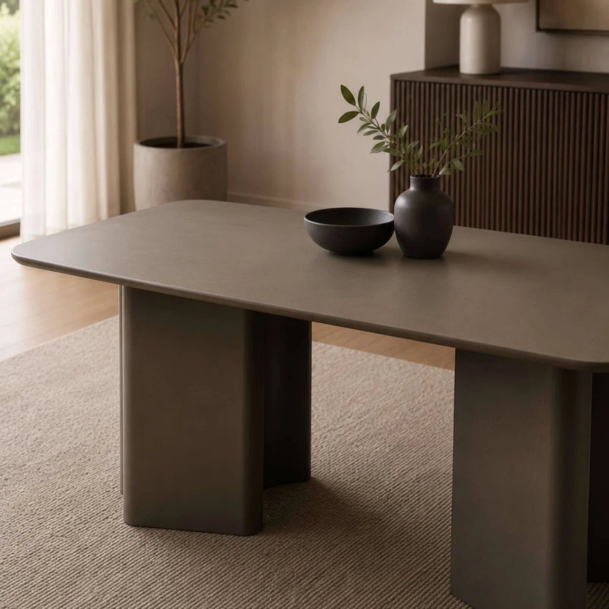Close up of Morocco 200cm Matt Chocolate Rectangular Dining Table