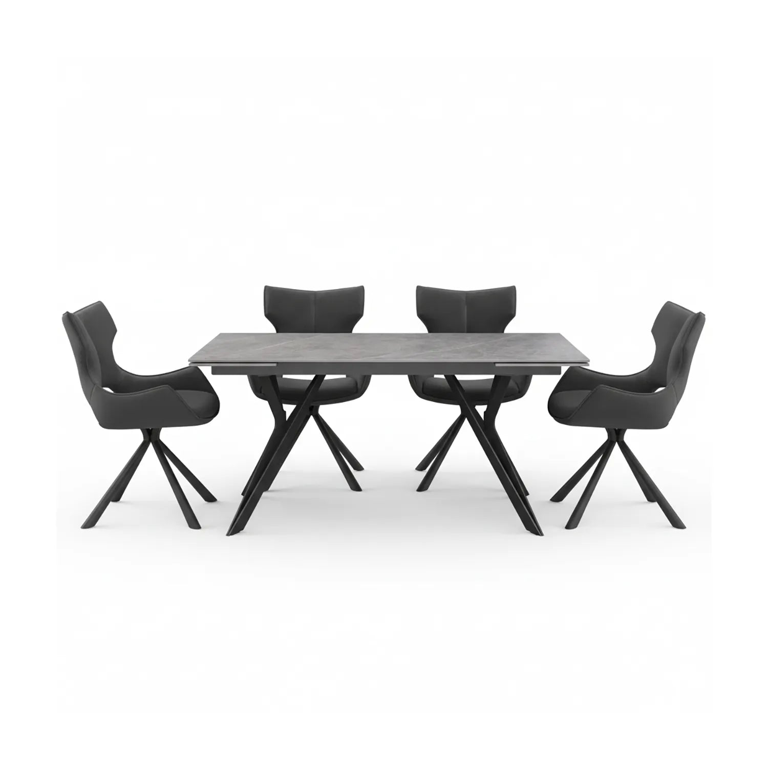 Murano 160–240cm Mid Grey Ceramic Extending Dining Table with 6 Tripoli Chairs - Pendle Village Furniture
