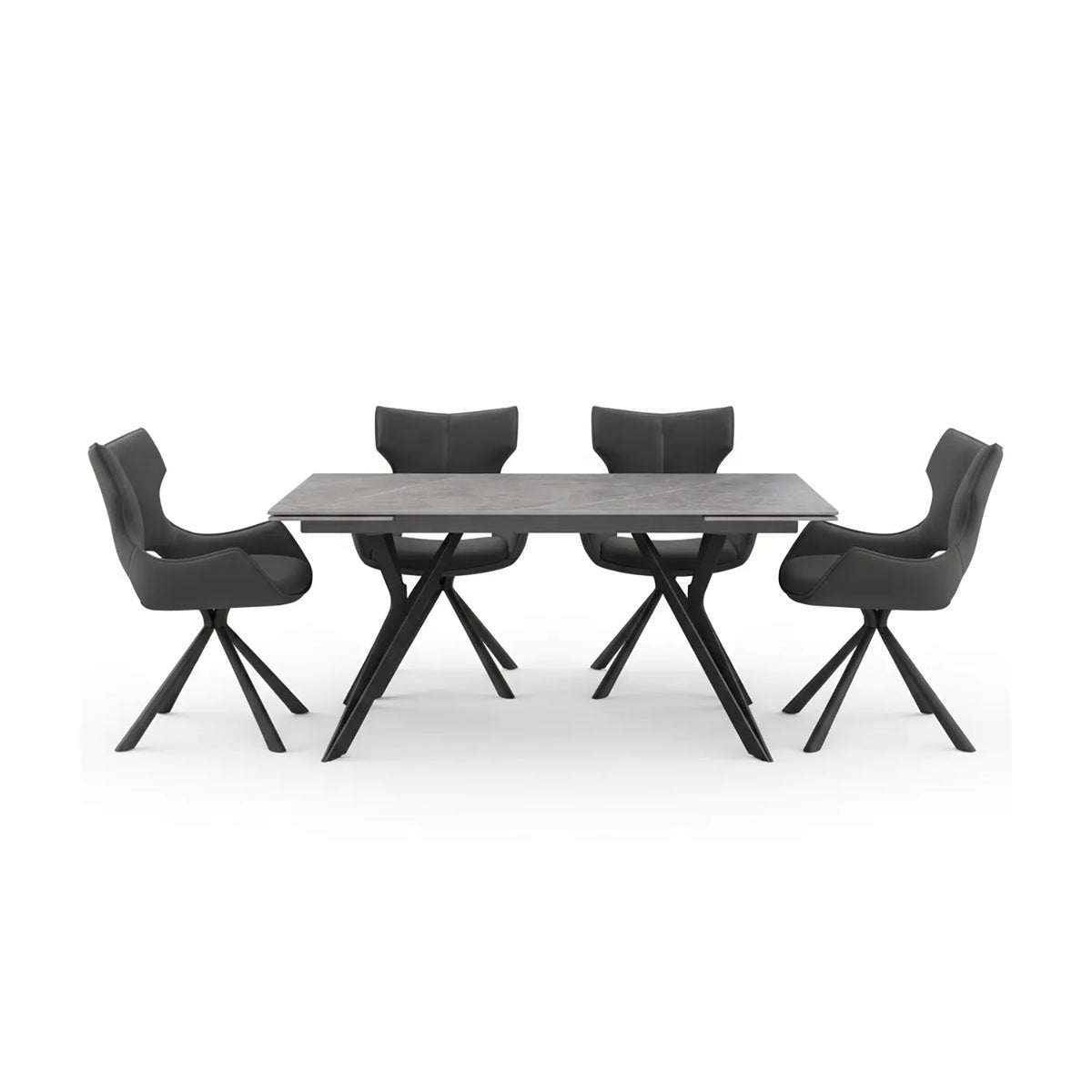 Murano 160–240cm Mid Grey Ceramic Extending Dining Table with 6 Tripoli Chairs - Pendle Village Furniture