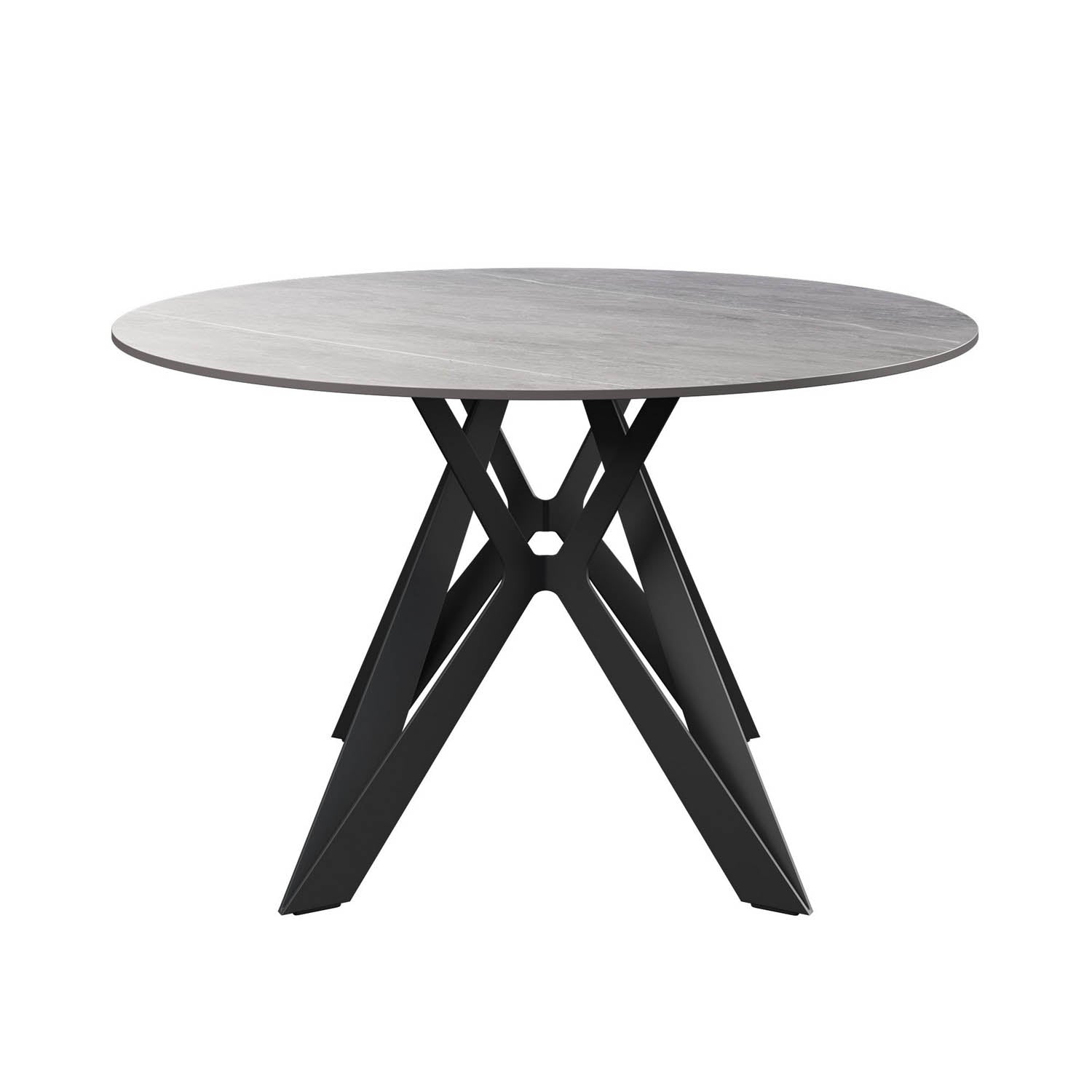 Murano Grey Concrete effect Round Ceramic Dining Table - Pendle Village Furniture