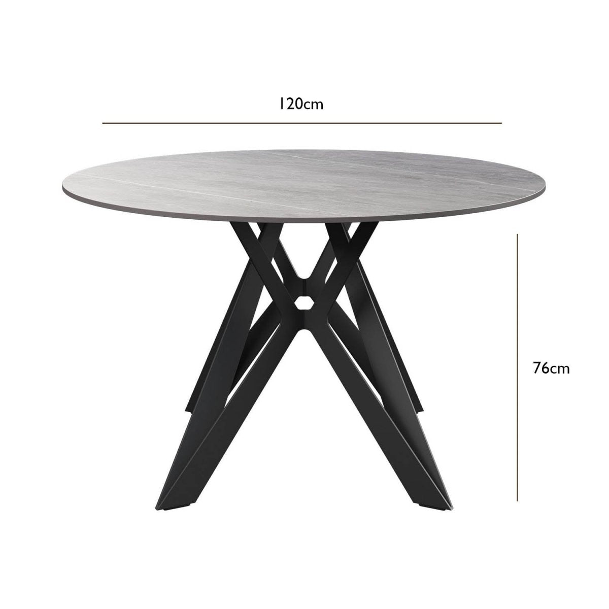 Murano Grey Round Ceramic Dining Table with 4 Chairs - Pendle Village Furniture