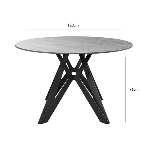 Murano Grey Round Ceramic Dining Table with 4 Chairs - Pendle Village Furniture