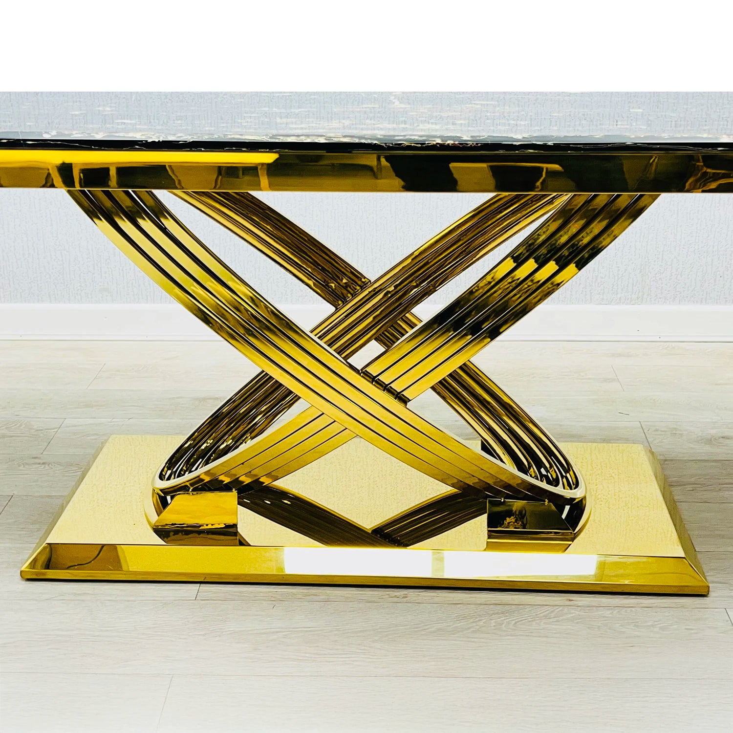 Madrid Black Marble and Gold Coffee Table - Pendle Village Furniture