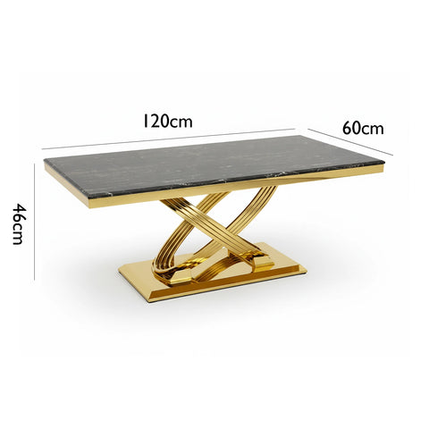 Madrid Black Marble and Gold Coffee Table - Pendle Village Furniture