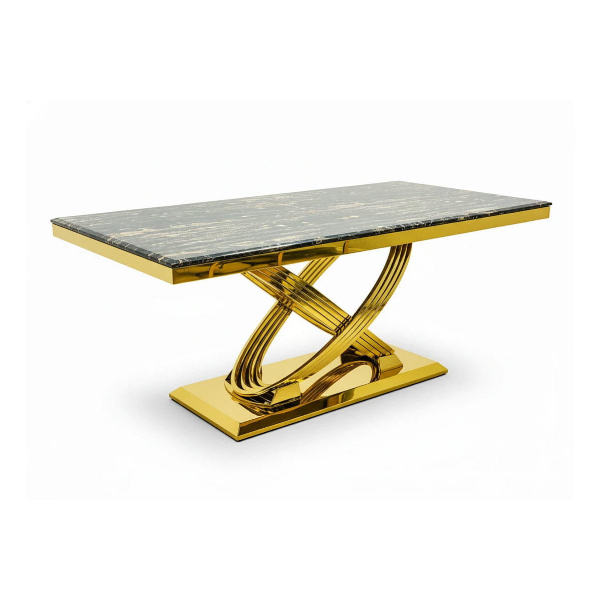 Madrid Black Marble and Gold Dining Table - Pendle Village Furniture