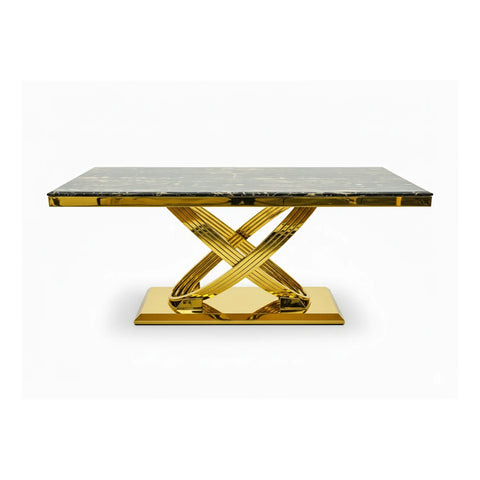 Madrid Black Marble and Gold Dining Table - Pendle Village Furniture