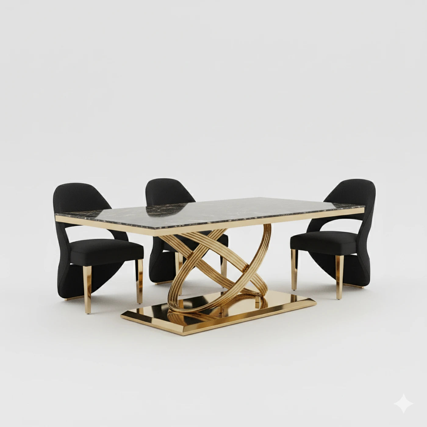 Madrid Black Marble and Gold Dining Table - Pendle Village Furniture