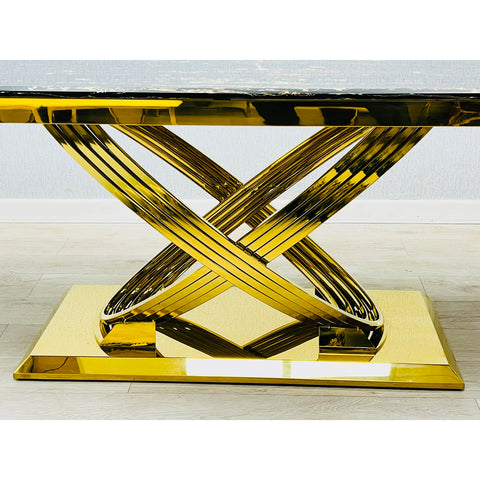 Madrid Black Marble and Gold Dining Table - Pendle Village Furniture