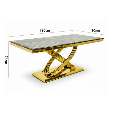 Madrid Black Marble and Gold Dining Table - Pendle Village Furniture