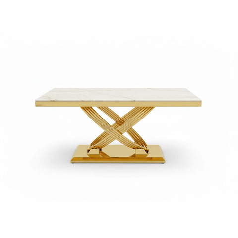 Madrid Cream Marble and Gold Coffee Table - Pendle Village Furniture