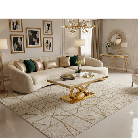 Madrid Cream Marble and Gold Coffee Table - Pendle Village Furniture