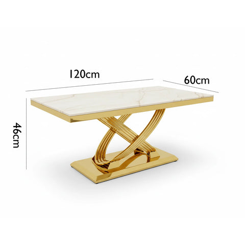 Madrid Cream Marble and Gold Coffee Table - Pendle Village Furniture
