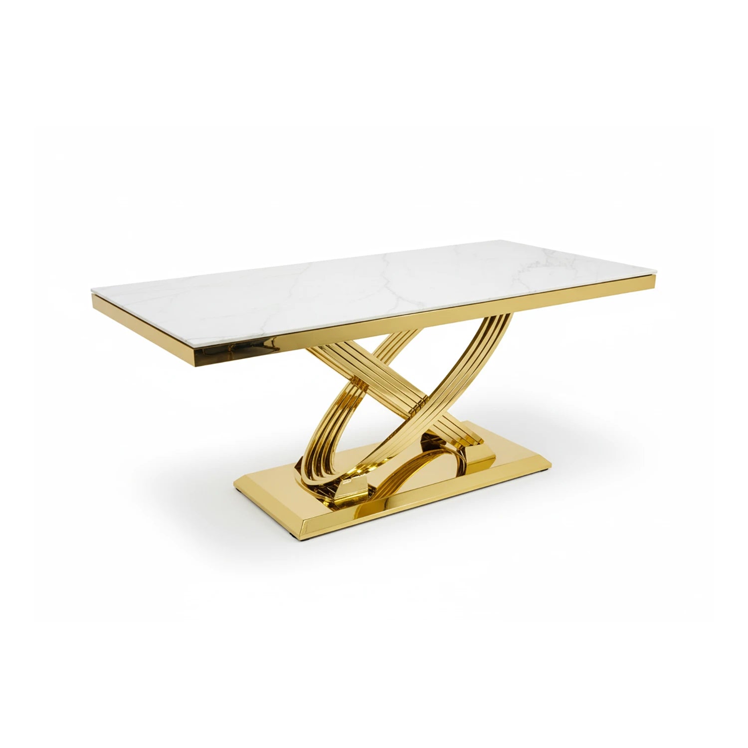 Madrid Cream Marble and Gold Dining Table