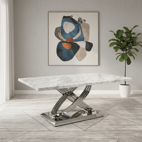 Madrid Grey Marble and Chrome Coffee Table