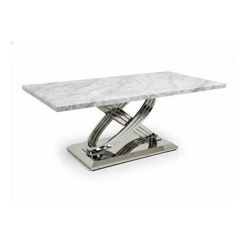 Madrid Grey Marble and Chrome Coffee Table - Pendle Village Furniture