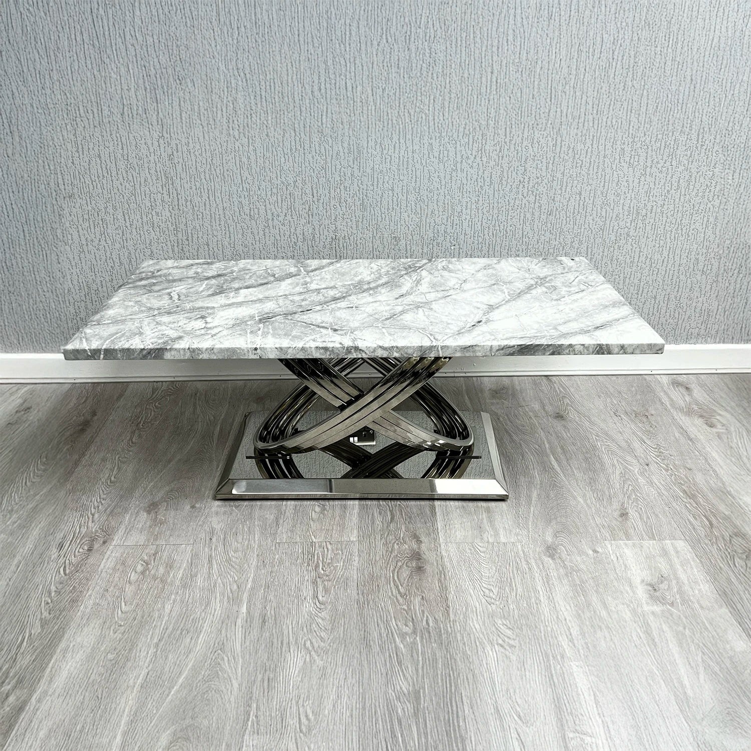 Madrid Grey Marble and Chrome Coffee Table - Pendle Village Furniture