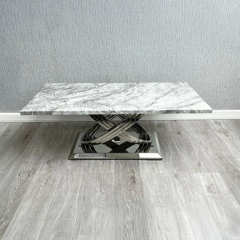 Madrid Grey Marble and Chrome Coffee Table - Pendle Village Furniture