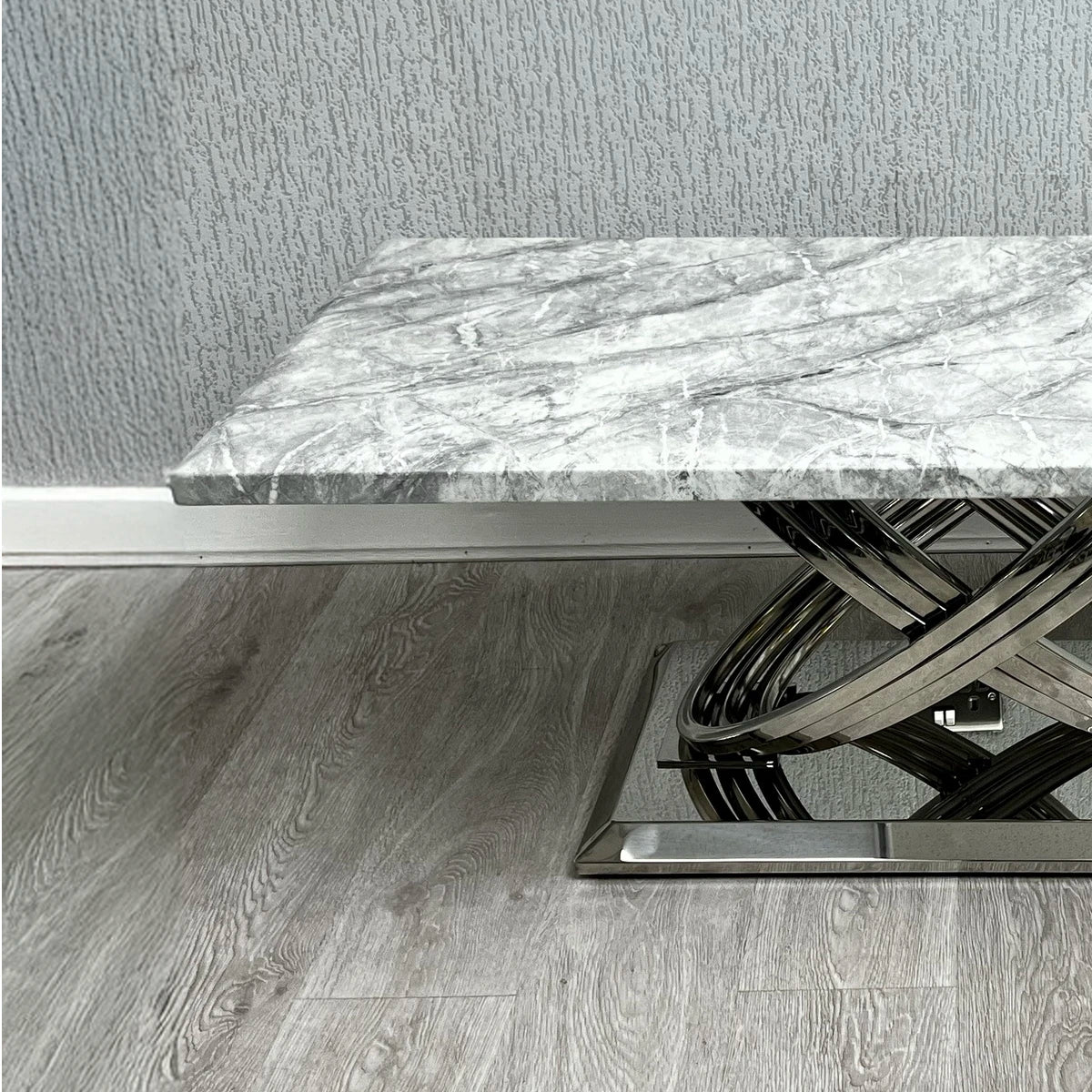 Madrid Grey Marble and Chrome Coffee Table - Pendle Village Furniture