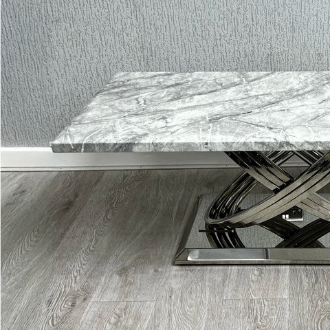 Madrid Grey Marble and Chrome Coffee Table - Pendle Village Furniture