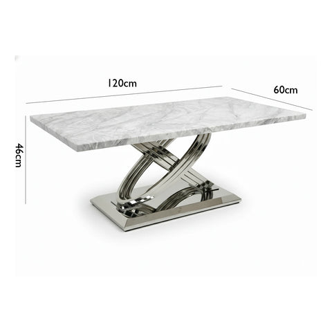 Madrid Grey Marble and Chrome Coffee Table - Pendle Village Furniture