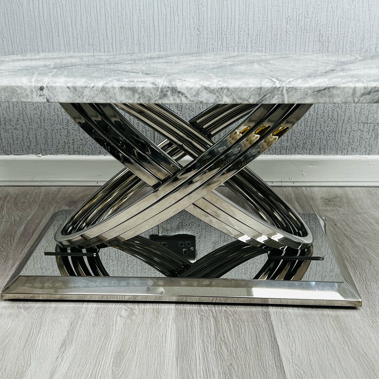 Madrid Grey Marble and Chrome Coffee Table - Pendle Village Furniture