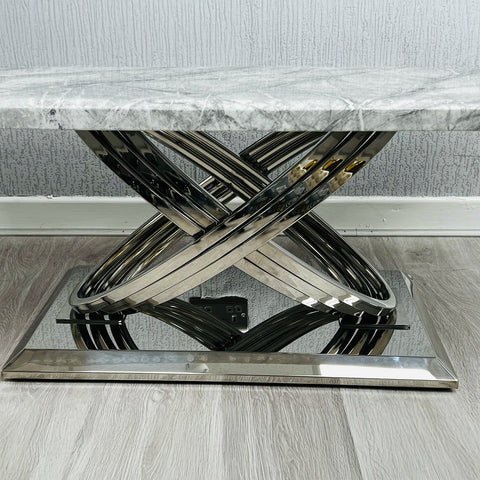 Madrid Grey Marble and Chrome Coffee Table - Pendle Village Furniture
