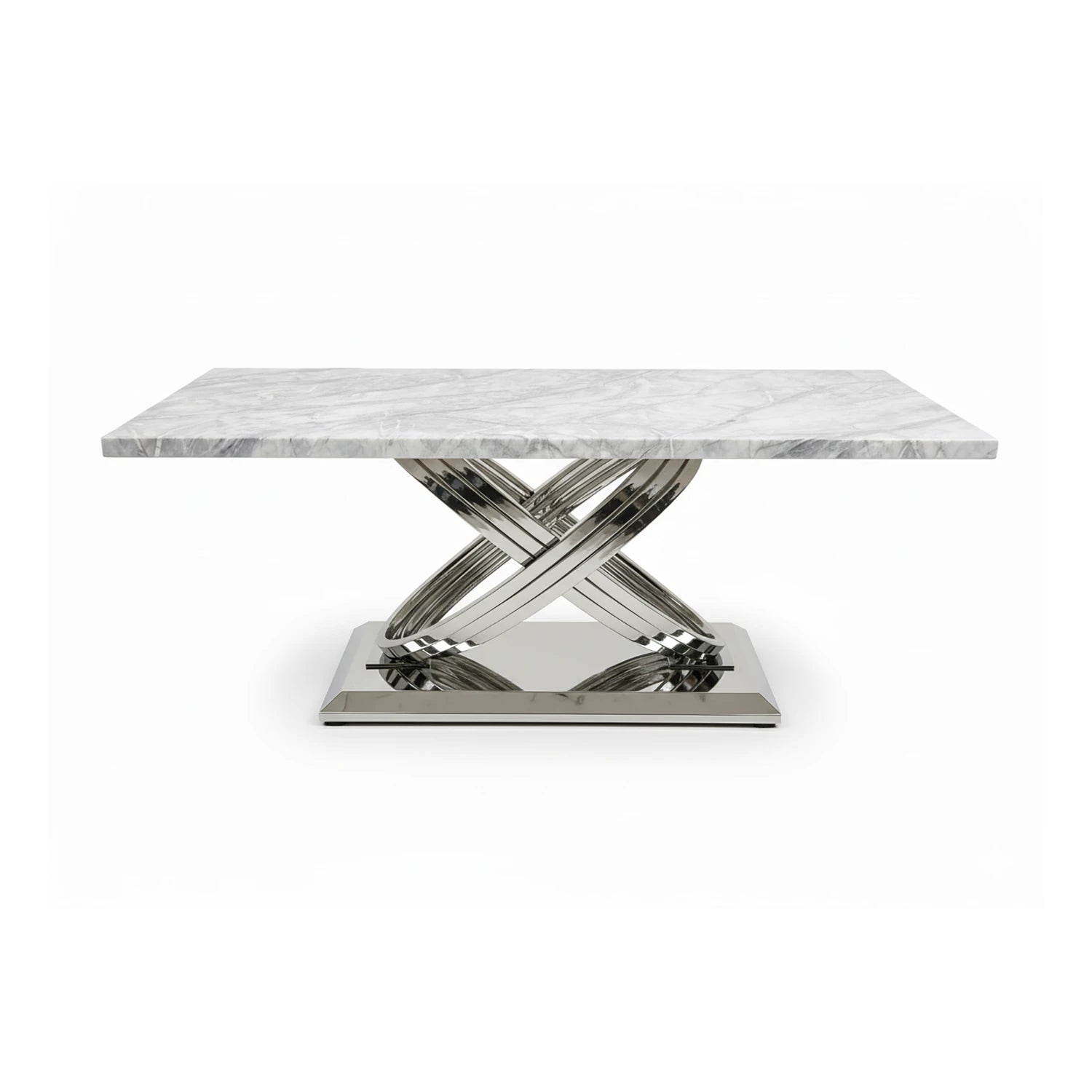 Madrid Grey Marble Dining Table with Chrome Base - Pendle Village Furniture