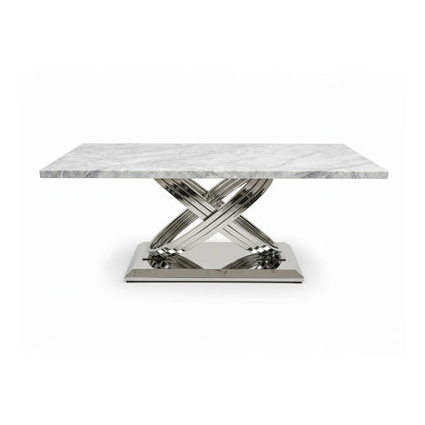 Madrid Grey Marble Dining Table with Chrome Base - Pendle Village Furniture