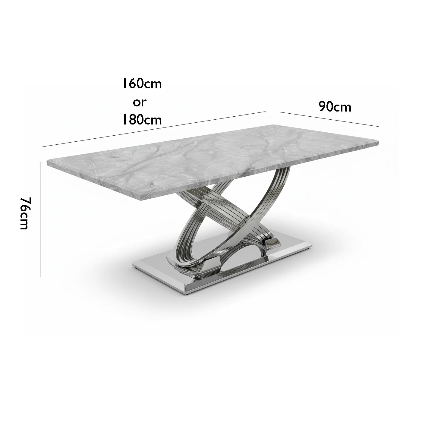 Madrid Grey Marble Dining Table with Chrome Base - Pendle Village Furniture