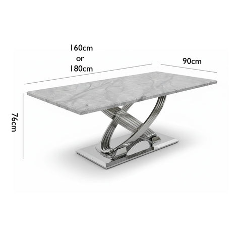 Madrid Grey Marble Dining Table with Chrome Base - Pendle Village Furniture