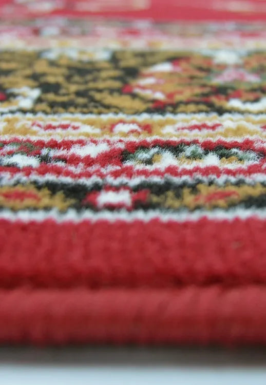 Machine woven rug designed for easy maintenance.