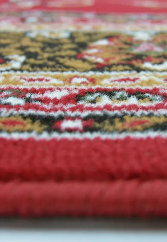 Machine woven rug designed for easy maintenance.