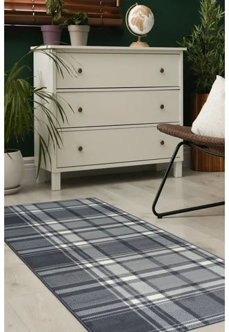 Grey runner with timeless design and subtle pattern.