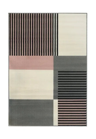 Modern patterned rug adding elegance and texture.
