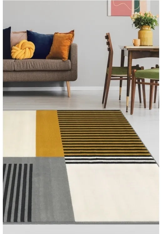 Stylish orche rug with subtle striped detailing.