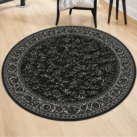 Elegant patterned round rug for modern and classic interiors.