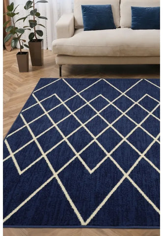 Modern Denim rug with textured Berber pattern.