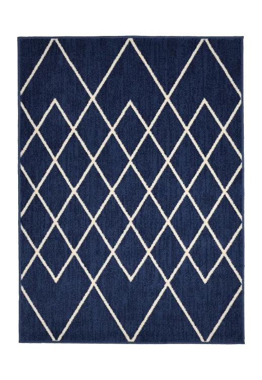 Stylish denim rug adding depth and texture.
