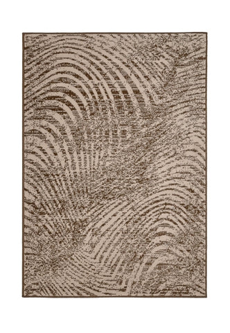 Abstract swirl rug adding depth and movement.