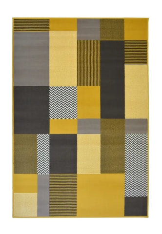 Statement ochre rug with clean and elegant look.