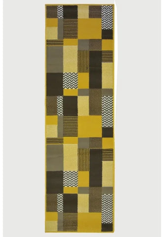 Hallway runner in rich ochre colour adding warmth and style.