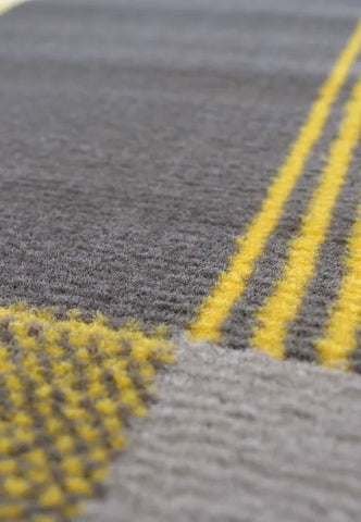 Contemporary ochre runner rug for stylish interiors.