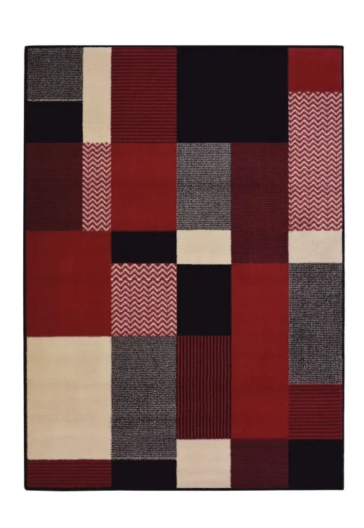 Stylish red rug enhancing modern and classic spaces.