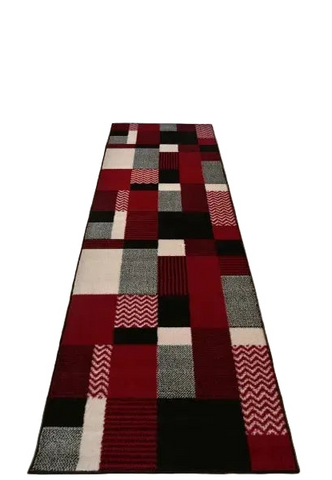 Polypropylene runner rug with soft pile and durable construction.