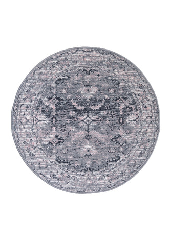 Circular rug with classic design in modern grey tones.
